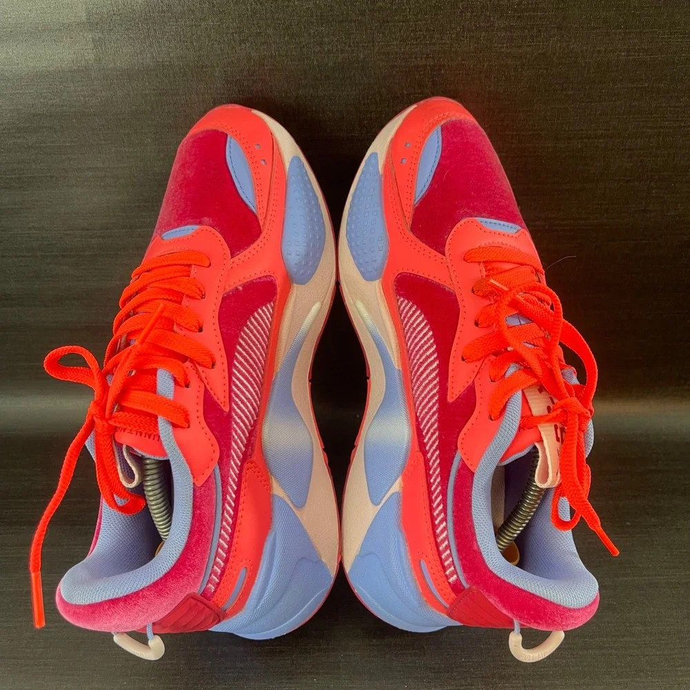 Puma RS-X Kids Size 5.5Y Pink Red Velvet Valentines Heart Athletic Mid Top Shoes